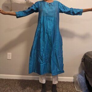 Blue FabIndia kurta cotton-silk